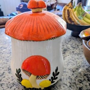 Vintage Mushroom Ceramic Canister